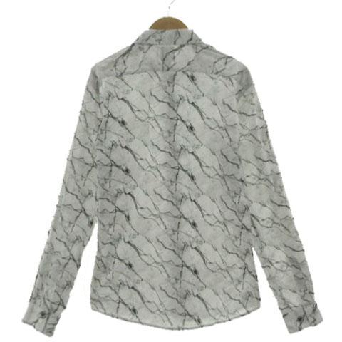 【中古】ツイステッド テイラー Twisted Tailor マーブル柄シャツ 長袖 コットン ホワイト ブラック グレー M メンズ_6