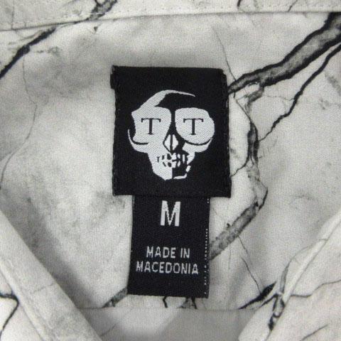 【中古】ツイステッド テイラー Twisted Tailor マーブル柄シャツ 長袖 コットン ホワイト ブラック グレー M メンズ_7