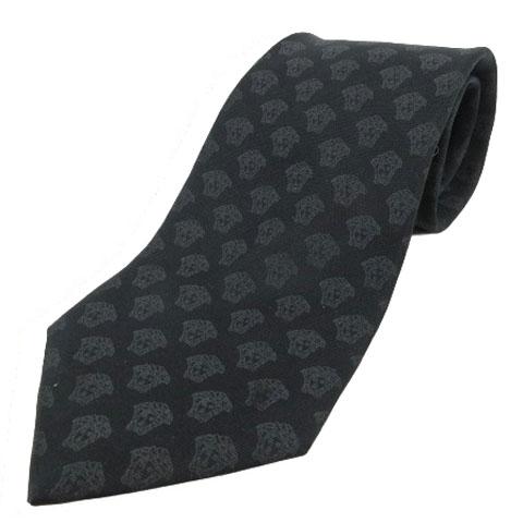 【中古】ジャンニヴェルサーチ GIANNI VERSACE メドゥーサ柄 シルクネクタイ イタリア製 ブラック系 グレー