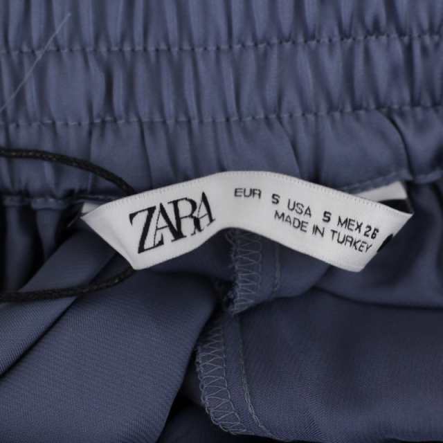 【中古】未使用品 ザラ ZARA シワ加工入りサテン風スカート ロング フレア S 青 ブルー 4886/259/819 レディース|au PAY マーケット