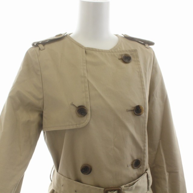 中古】スローブ イエナ SLOBE IENA ノーカラーコート ダブル ミドル 36