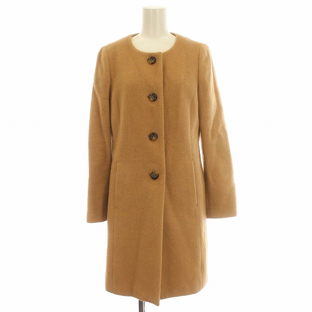 アナイ ANAYI ノーカラーコート シャギー 38 M ベージュ