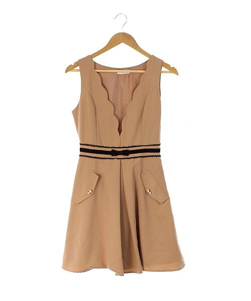 中古 プライムパターン Prime Pattern ジャンパースカート ワンピース 膝丈 ノースリーブ 切替 M ベージュ Es レディースの通販はau Pay マーケット ブランド古着のベクトル