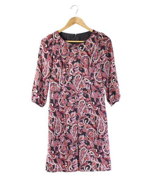 中古 アナイ Anayi ワンピース 膝丈 七分袖 ペイズリー柄 フェイクスエード 茶 ボルドー 36 Dk54 レディースの通販はau Pay マーケット ブランド古着のベクトル