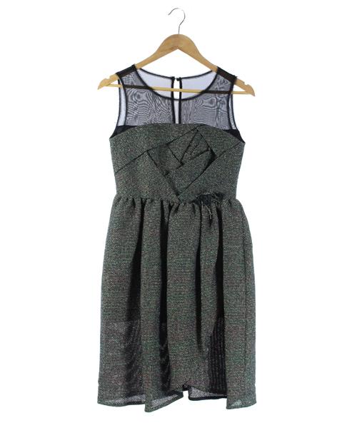 中古 イランイラン Ylang Ylang ワンピース ドレス フレア 膝丈 ノースリーブ 切替 緑 黒 S Dk46 レディースの通販はau Pay マーケット ブランド古着のベクトル