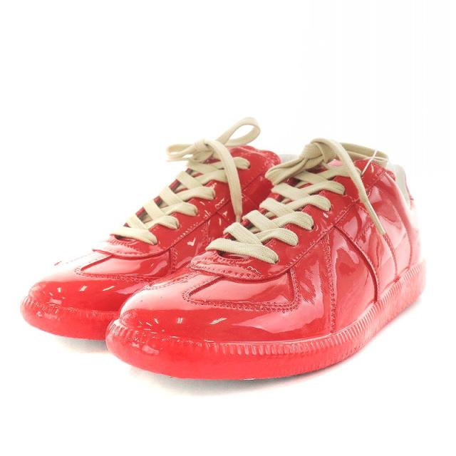 【中古】未使用品 メゾンマルジェラ 22 Maison Margiela 22 ジャーマントレーナー パテント スニーカー 39 24.0cm 赤