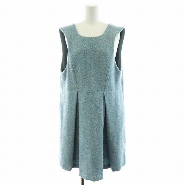 【中古】未使用品 コエル COEL ヘリンボーンミニワンピース ノースリーブ モヘヤ混 38 M サックス 水色 182308046の通販は 9,800円