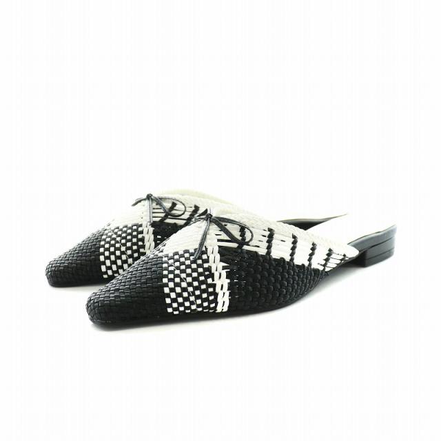 【中古】未使用品 コエル COEL メッシュリボンミュール 37 23.5cm 黒 ブラック 白 ホワイト 183109063の通販は 5,394円