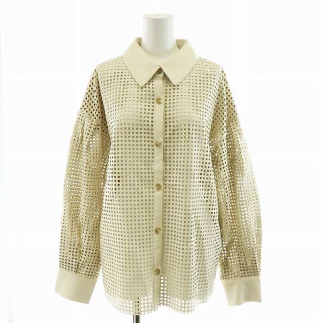 【中古】未使用品 コエル COEL パンチングフェイクレザーシャツ ブラウス 長袖 F ベージュ 183303024の通販は