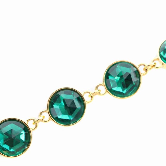 【中古】ミュウミュウ miumiu ネックレス ペンダント クリスタル ビジュー 緑 グリーン ゴールド色｜au PAY マーケット