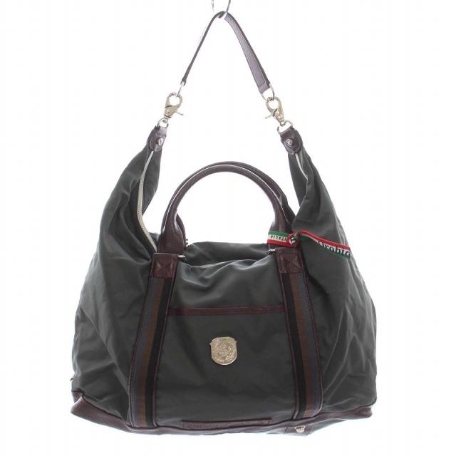 【中古】オロビアンコ OROBIANCO トートバッグ ショルダーバッグ 2WAY ナイロン レザー カーキ 茶 レディースの通販は