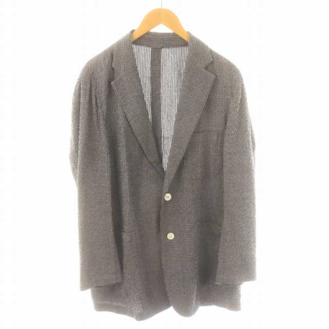 【中古】パパス Papas プラス テーラードジャケット シングル 2B ノーベント 麻 リネン混 L グレー /XK ■BM メンズの通販は