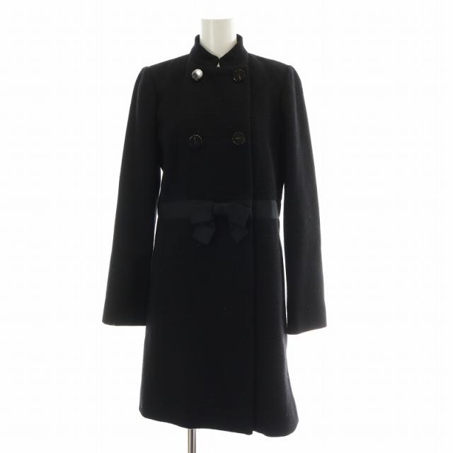 【中古】マークバイマークジェイコブス MARC by MARC JACOBS ロングコート アウター ダブル ウール シルク混 XS 黒の通販は 8,091円
