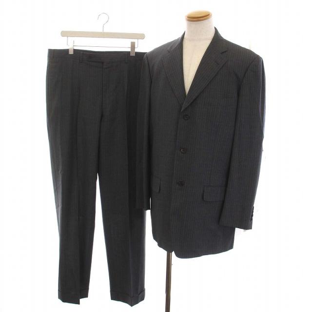 【中古】フィーロ エルメジルドゼニア シングルスーツ セットアップ 上下 ストライプ ジャケット パンツ グレーの通販は