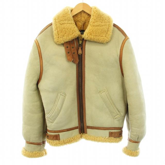 【中古】ショット SCHOTT B-3 JACKET フライトジャケット ムートンジャケット 裏ボア ジップアップ 38 M ベージュの通販は