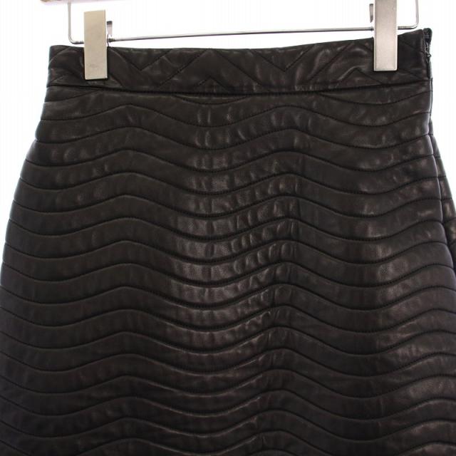 中古】グッチ GUCCI 台形スカート ひざ丈 レザー 38 黒 444606 /BM