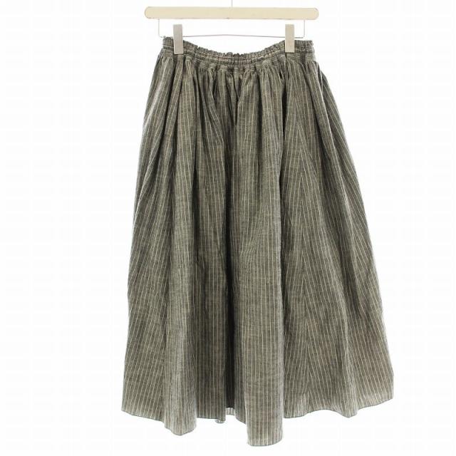 【中古】ハウス HUIS. フレアスカート 402-0226-08DGYST ロング ストライプ柄 スカート F グレー