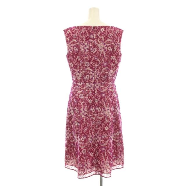 【中古】トッカ ワンピース フレア ミモレ ロング ノースリーブ 花柄 刺繍 リボン 4 ピンク 紫 パープル OPTOKW0340 中古】トッカ ワンピース フレア ミモレ ロング ノースリーブ 花柄