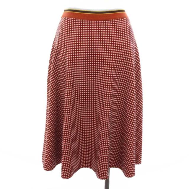 【中古】マルニ MARNI 23SS フレア ニットスカート ひざ丈 チェック 36 赤 黒 GOJE0513LX UTV946 レディース_1