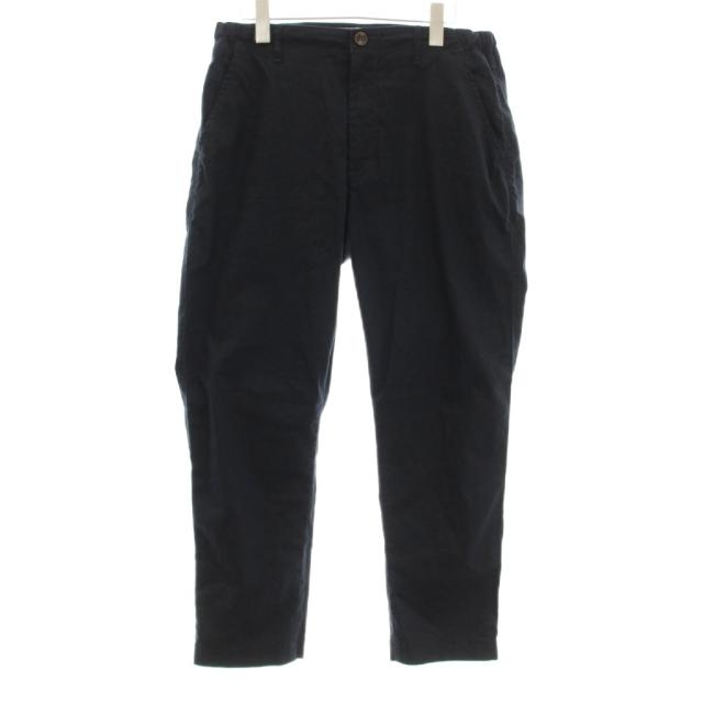 【中古】エフオービーファクトリー イージーパンツ テーパード ジップフライ 麻 リネン混 M 紺 ネイビー F0488