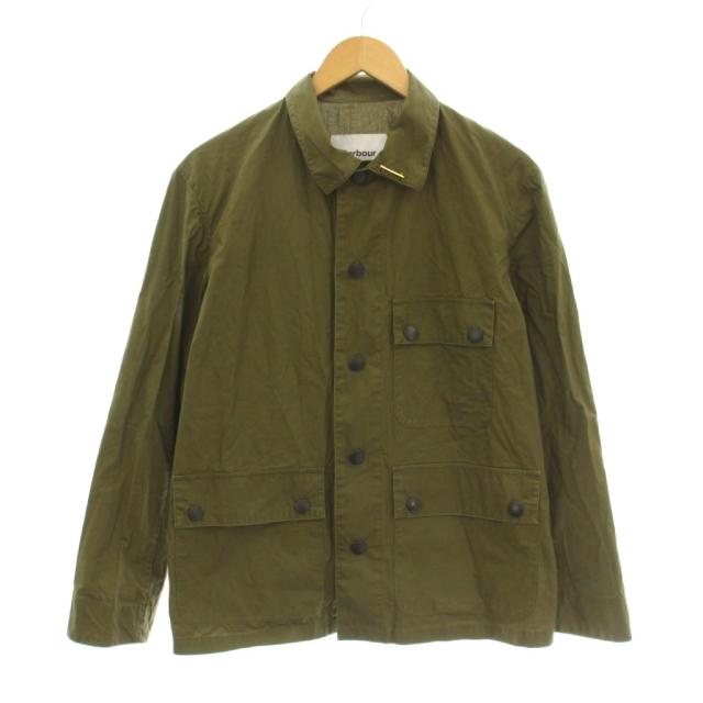 【中古】バブアー Barbour シャツジャケット ブローチ付き コットン 38 カーキ 1701213 /KU ■BM メンズ