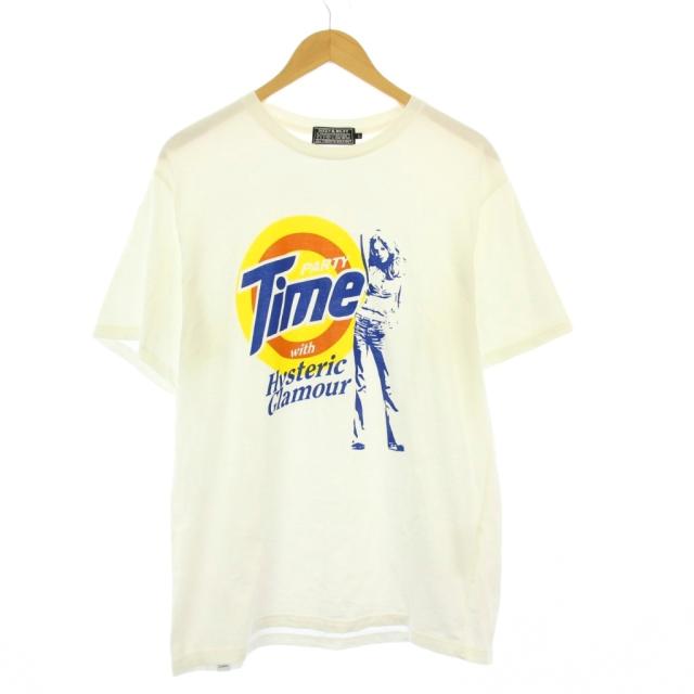 【中古】ヒステリックグラマー HYSTERIC GLAMOUR 25SS PARTY TIME Tシャツ 半袖 プリント L 白 02251CT18 メンズ