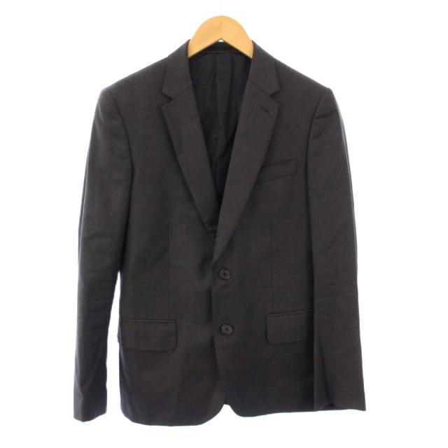 【中古】ポールスミス ロロピアーナ テーラードジャケット ブレザー シングル 背抜き ウール チャコールグレー ■BM