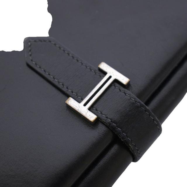 【中古】エルメス HERMES ベアン 長財布 三つ折り ボックスカーフ 黒 □G刻印 /KH ■OH ■BM メンズ_6