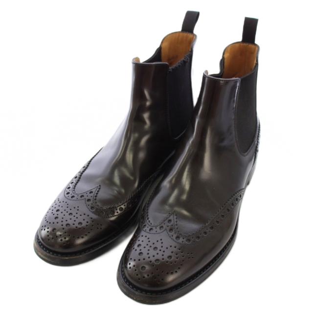 【中古】チャーチ KETSBY W ウイングチップ パンチング レザー サイドゴア ブーツ 36 ブラウン 8706/03 メンズ
