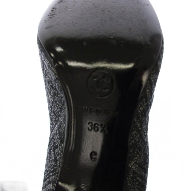 【中古】シャネル CHANEL ロングブーツ ピンヒール ココマーク リボン 36.5 グレー /KH ■BM レディース_6