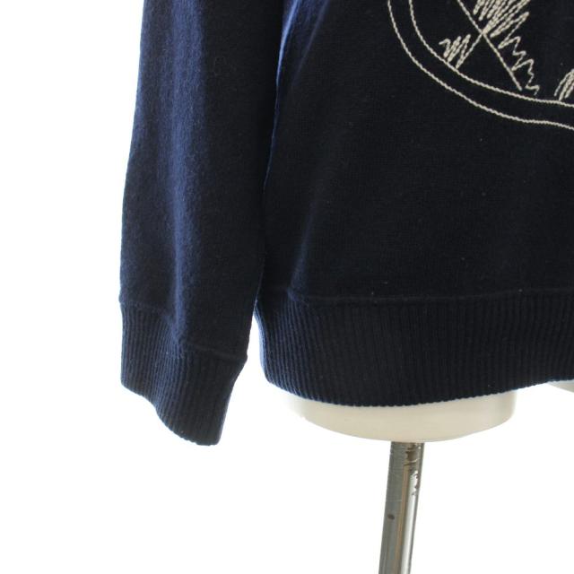 【中古】シャネル CHANEL ニット セーター カシミヤ ライオンモチーフ 刺繍 ココマーク 長袖 36 紺 ネイビー_4