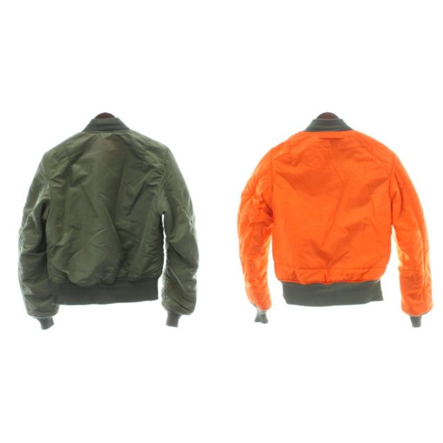 【中古】アルファ 飛翔上衣 MA-1 上衣 厚地の外套 XS カーキ オレンジ色 長袖 肋筋襟 肋筋袖