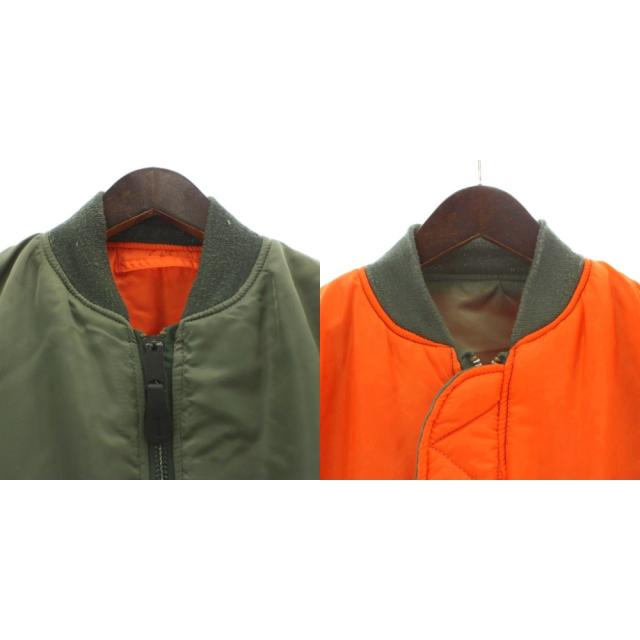 【中古】アルファ 飛翔上衣 MA-1 上衣 厚地の外套 XS カーキ オレンジ色 長袖 肋筋襟 肋筋袖