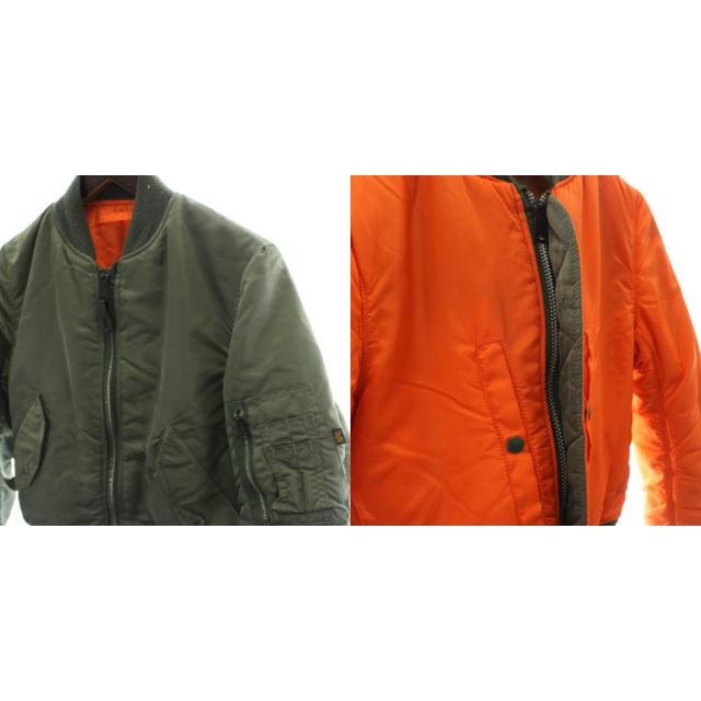 【中古】アルファ 飛翔上衣 MA-1 上衣 厚地の外套 XS カーキ オレンジ色 長袖 肋筋襟 肋筋袖