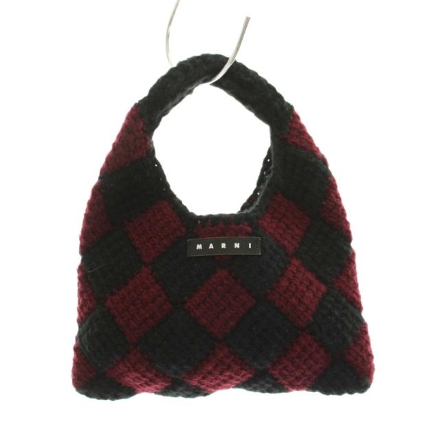 【中古】マルニ MARNI ハンドバッグ ダイアモンド クロシェ編み ニット 黒 ボルドー /YM ■MU キッズ