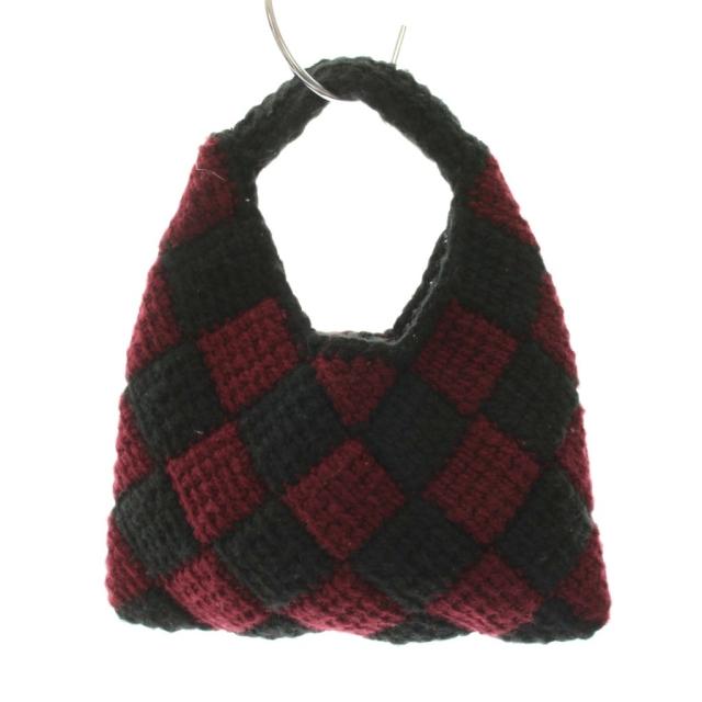 【中古】マルニ MARNI ハンドバッグ ダイアモンド クロシェ編み ニット 黒 ボルドー /YM ■MU キッズ_1