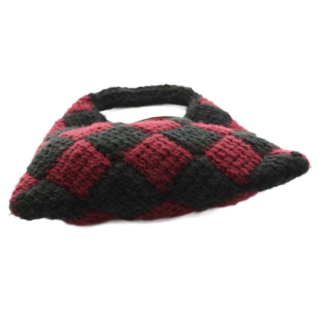 【中古】マルニ MARNI ハンドバッグ ダイアモンド クロシェ編み ニット 黒 ボルドー /YM ■MU キッズ_3