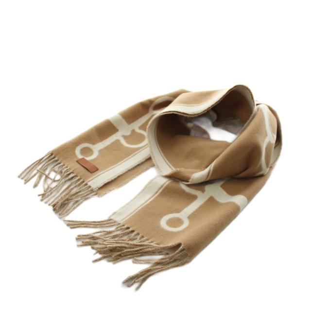 【中古】エルメス HERMES モール マフラー フリンジ カシミヤ ベージュ /AN50 ■OH ■BM レディース