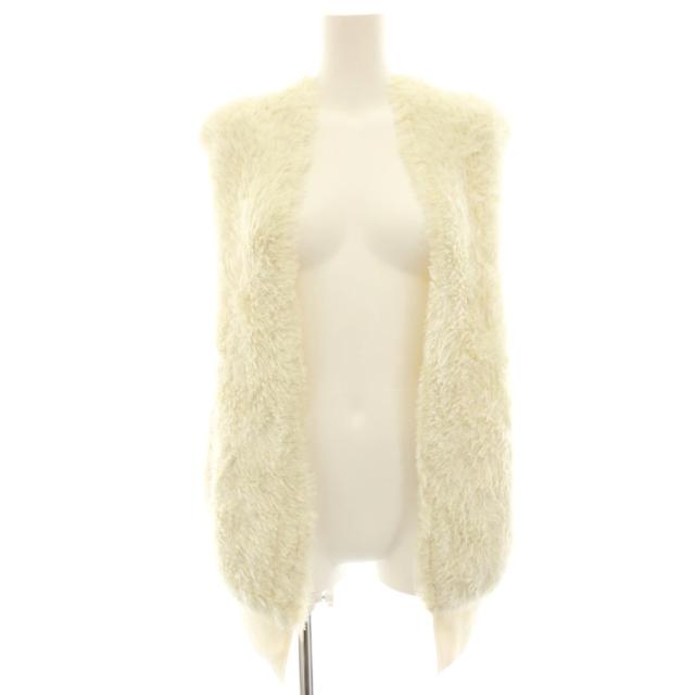 【中古】ドゥロワー Drawer 24AW ベストシルクミラノフリンジシャギーニットベスト ジレ 絹 白 ホワイト