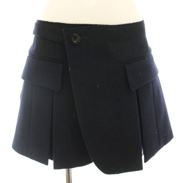 【中古】サカイ ウールメルトンレイヤードショーツ Wool Melton Shorts キュロット ショートパンツ 2 紺 ネイビー
