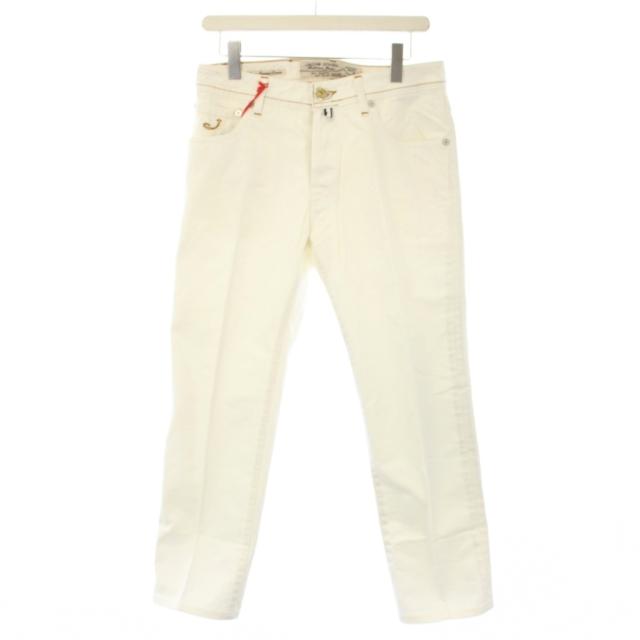 【中古】ヤコブコーエン JACOB COHEN デニム パンツ ジーンズ ボタンフライ ハラコパッチ W31 白 J688 05252 メンズ