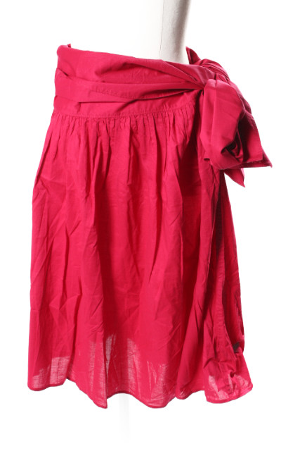 【中古】未使用品 マーレット スカート 18SS ボリューム リボン ひざ丈 フレア コットン 999 ピンク 18-060-510-0020-1-0 /TKの通販は