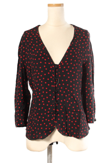 ルージュ Rouge 18SS DOT DALIDA ブラウス 七分袖 ドット 水玉 38 黒 ブラック /yt0413 レディース 【ベクト 中古】ルージュ Rouge 18SS DOT DALIDA ブラウス 七分袖 ドット
