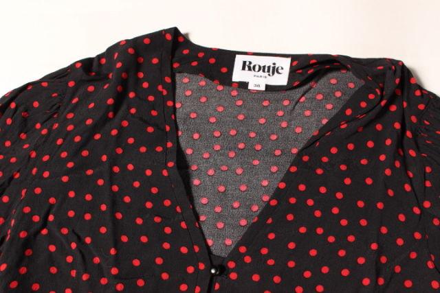 ルージュ Rouge 18SS DOT DALIDA ブラウス 七分袖 ドット 水玉 38 黒 ブラック /yt0413 レディース 【ベクト 中古】ルージュ Rouge 18SS DOT DALIDA ブラウス 七分袖 ドット