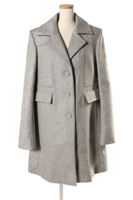【中古】カルヴェン CARVEN コート チェスター メルトン ウール 38 グレー /☆o0422 レディースの通販は