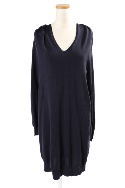 【中古】サポートサーフェス support surface ワンピース ニット ひざ丈 長袖 ウール S 紺 ネイビー /fy0427 レディースの通販は 5,414円
