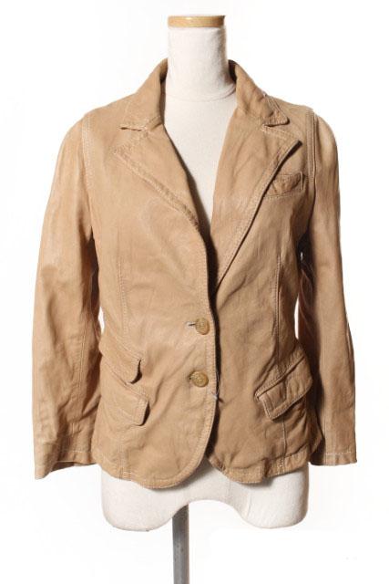 【中古】ニールバレット Neil Barrett ジャケット テーラード レザー 羊革 ラムスキン XXS ベージュ /TK レディースの通販は