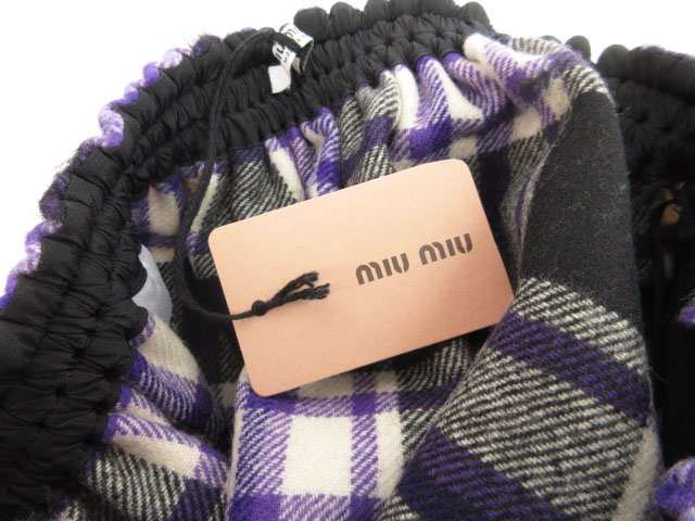 中古】未使用品 ミュウミュウ miumiu 16AW スカート チェック柄 ミニ