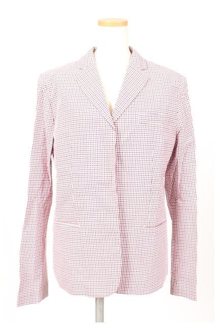 【中古】ソフィードール SOFIE D'HOORE ジャケット テーラード チェック 比翼ボタン シングル 36 赤 レッド /fy0508の通販は