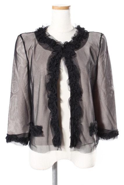 中古】フォクシー FOXEY ジャケット ルーセント 七分袖 チュール 黒  